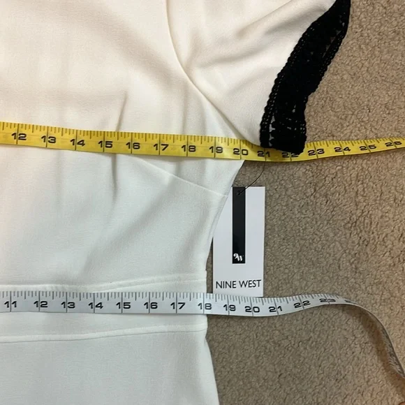 Nine West White Dress with Black Crochet Detail on Sleeves & Hem | Size 14 | NWT - Picture 8 of 15